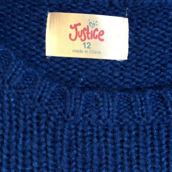 GIRLS JUSTICE METALLIC BLUE PINK COOL SWEATER 12 * - Picture 8 of 8